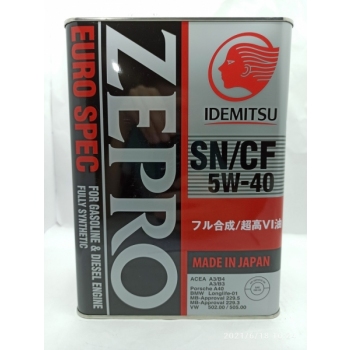 Масло моторное IDEMITSU ZEPRO 5W-40 EURO SPEC  SN/GF 4л. Япония